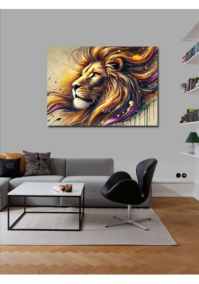 Kanvas Tablo Güçlü Aslan Portresi 50cmx70cm