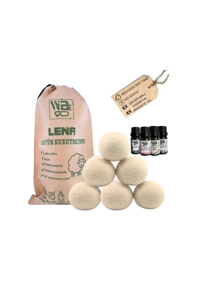 Premium Merinos Yünü Kurutma Topu 6'li Xl Set Hediye 4'lü Hoş Koku Esans Setiyle Yüksek Enerji Tasarruf 10'lu Set