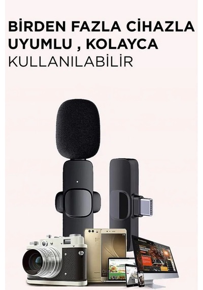 K9 2 Li Kablosuz Yaka Mikrofonu 2in1 Mikrofon Type-c/lightnin Şarjlı Youtube Facebook Tiktok