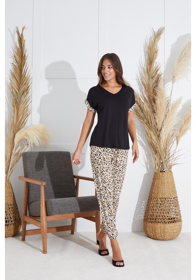Sevim Kadın Kısa Kol Siyah Pijama Takım C8t1n6o51 001
