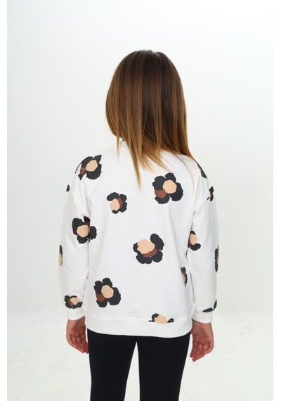 Toontoy Kız Çocuk Pano Baskılı Sweatshirt Ekru