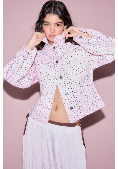 Defacto Regular Fıt Gömlek Yaka Gabardin Pembe Ceket H5733ax26smpn440 Pembe-pn440