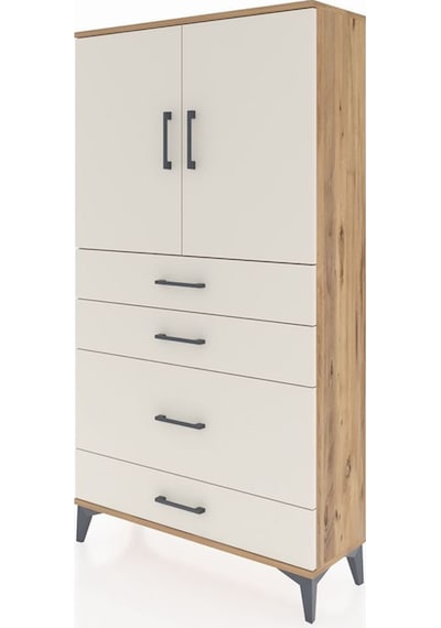 Arges Dolap 2 Raflı 4 Çekmeceli 2 Kapaklı 88x30x163 Çam-aytaşı Atlas Çam