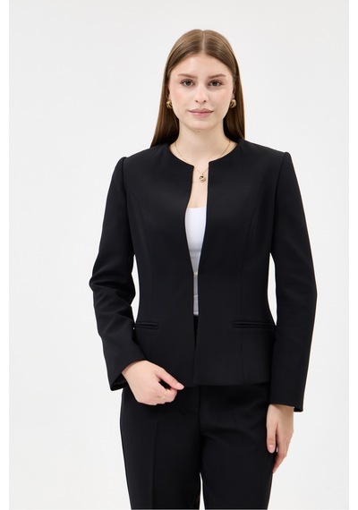 Velnara Moda Siyah Klasik Kadın Takım Elbise-sıfır Yaka Ceket & Cepli Dar Paça Pantolon Siyah - 927027358 Siyah