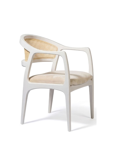 Kensington Rattan İskandinav Ahşap Sandalye Beyaz