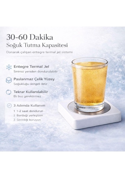 Iceramp Beyaz Ehlikeyf, Ice Ramp Bardak Soğutucu Altlık Termojelli, Paslanmaz Çelik, Donarak Soğutan Diğer