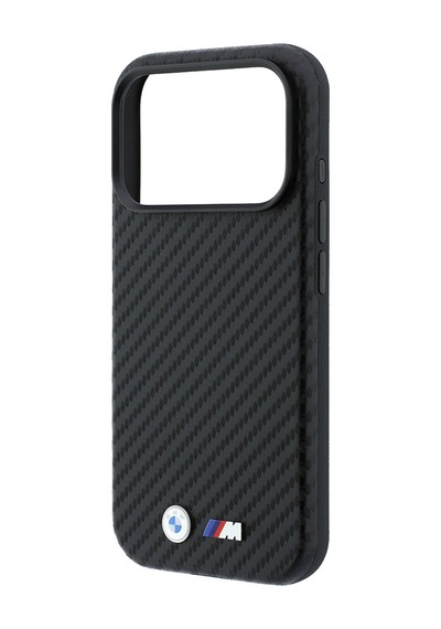 Apple iPhone Uyumlu 18 Pro Max Kılıf Bmw Lisanslı M-safeli Karbon Fiber Ve Metal Logolu Pu Deri Kapak Siyah