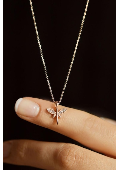 Roza Silver Zirkon Taşlı Rose Minimal Yusufcuk Gümüş Kolye