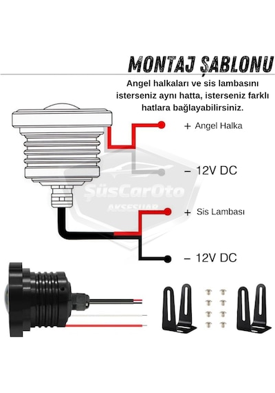 Ford Focus 3 2011-2014 Uyumlu Mercekli Angel Sis Farı Metal 76 Mm Sarı Halkalı Gündüz Farı Angel Eyes 2 Adet 01