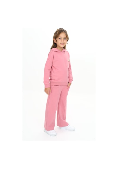 Toontoy Kids Toontoy Kız Çocuk Kapüşonlu Göğsü Armalı Eşofman Takım Gül Kurusu