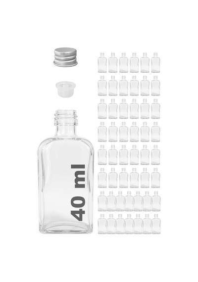 40 Ml Kolonya Tıpalı Ve Metal Kapaklı Hediyelik Yassı Kolonya Şişesi 40 Cc Nişan, Düğün Cam Şişe 50 Adet 40 Ml Yassı, Gümüş Kapak Silver