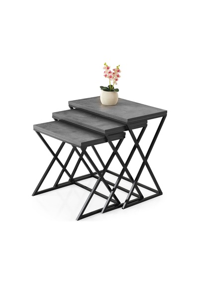 Çapraz Metal Ayak 3'lü Zigon Sehpa 001