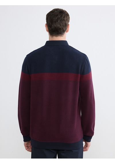 Lcwaıkıkı Classic Bordo Polo Yaka Renk Bloklu Erkek Sweatshirt