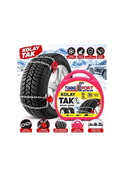 Kolay Tak Çıkar Kar Zinciri 12 Mm Binek, Hafif Ticari, Suv Ve Jeep Araçlara Uyumlu Pratik Montaj Aklby-bsva58 Diğer