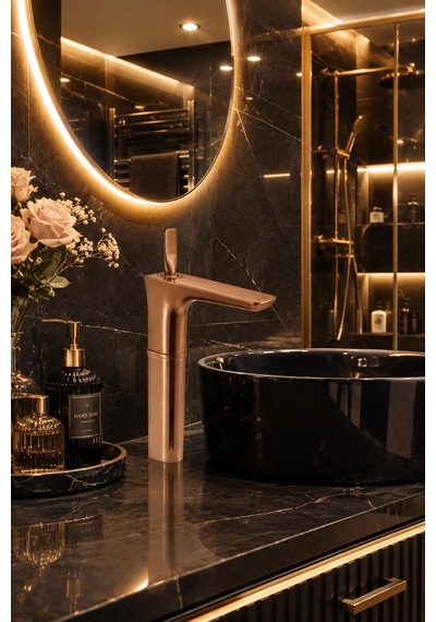 Fontana Fk-5123 Mat Rose Yüksek Lavabo Bataryası Modern Şık Tasarım Rose Lavabo Bataryası