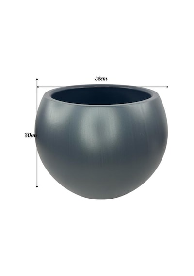 Küre Yuvarlak Top Vazo Dekoratif Saksı Antrasit 38 30cm