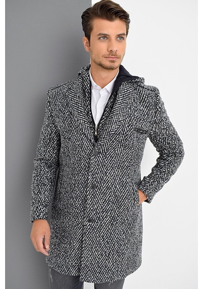 Plt9371 Dewberry Erkek Palto-desenli Lacivert Desenli Lacivert