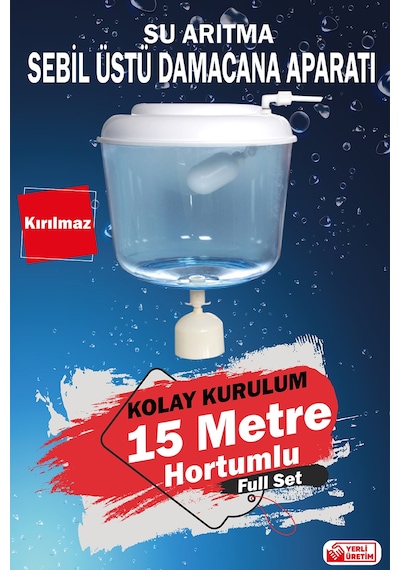 Luminarc Uyumlu Sebil Üstü Aparatı Kırılmaz,Hazneli (15 Metre Hortumlu)