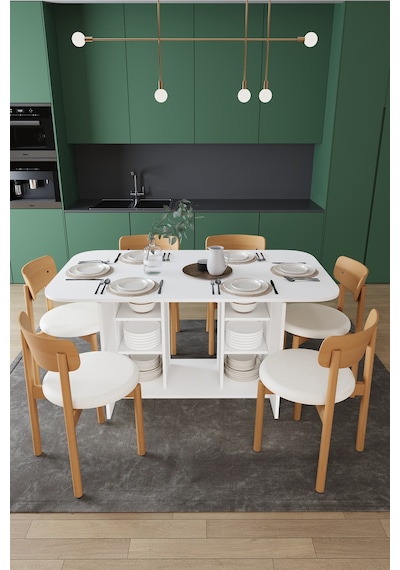 Modern Dolaplı 6 Kişilik Mutfak Yemek Masası Ve Sandalye %100 Mdf Mutfak Yemek Odası Masası Takımı Ymt06 Beyaz Modern Dolaplı 6 Kişilik Mutfak Yemek Masası Ve Sandalye %100 Mdf Mutfak Yemek Odası Masası Takımı Ymt06 Beyaz