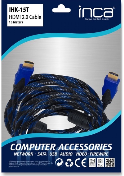 Inca IHK-15T 2.0 15mt Sargılı Hdmı Kablo 18 Gbps 4