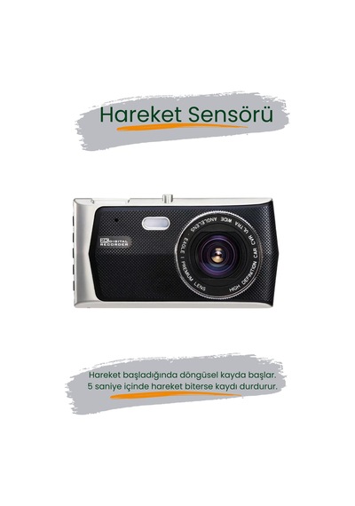 Hc-004 4 Inc Dokunmantik Ips Ekran Araç Içi Çift Kamera Gece Görüşlü.yol Kayıt Kamerası.