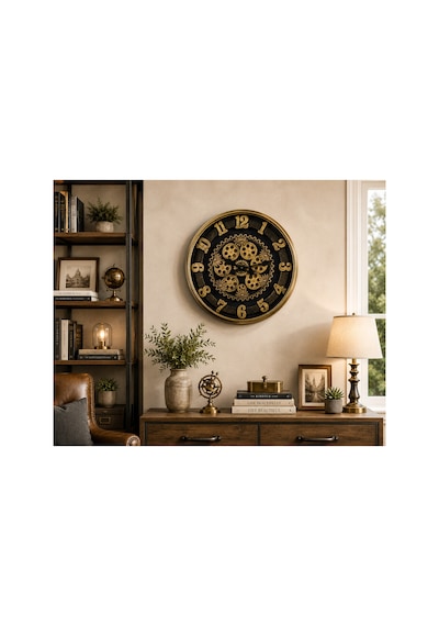 Sleep Nova Gold Steampunk Dekoratif Duvar Saati Altın
