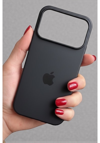 Iphone 17 Pro Max Uyumlu Kılıf Logolu Lansman Soft Yumuşak Içi Kadife Silikon Kapak Siyah