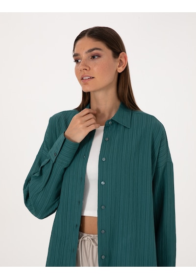Pierre Cardin Kadın Zümrüt Gömlek Desenli 50318232-vr055 ZÜMRÜT