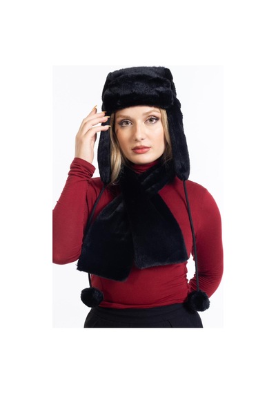 Ladycolor Çantadepo Peluş Kalpak Atıkılı Takım Siyah