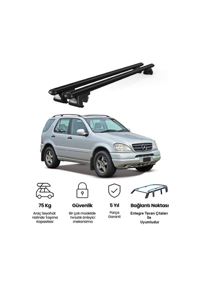Venüs Mercedes-benz Ml 1998-2005 Uyumlu Siyah Ara Atkı Port Bagaj Tavan Barı