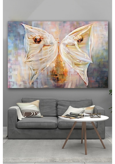 Homearths 70X100 Kelebek Ve Sanat Kanvas Tablo