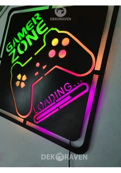 Gamer Zone Led Işıklı Ahşap Tablo (523663563)