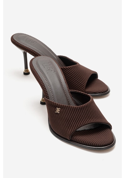 Luvishoes Wendy Kahverengi Kadın İnce Topuklu Terlik Kahverengi
