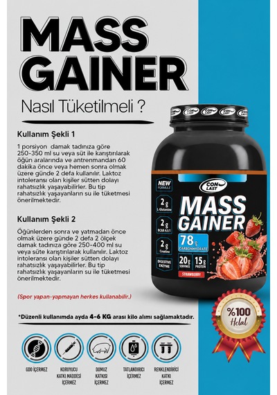 Mass Gainer 2000g/creatıne 120g Çilek