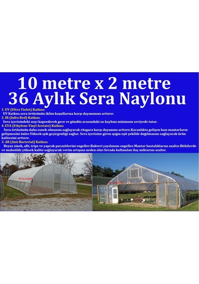 Sera Naylonu - 10X2 M - Ömrü 8 Yıl - Sera Örtüsü - Sera Brandası