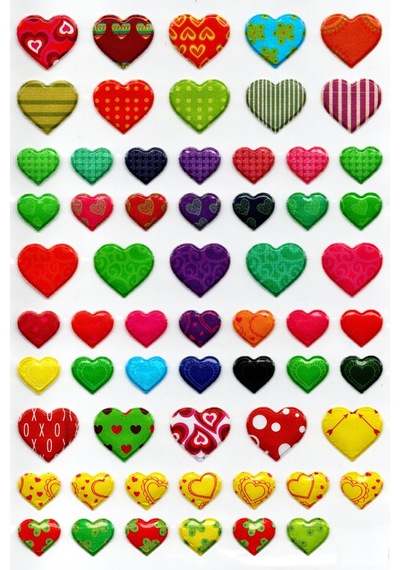 Sticker Kabartmalı A4 Boyutunda Stiker Defter, Planlayıcı Etiket- Lim078 - Renkli Kalpler