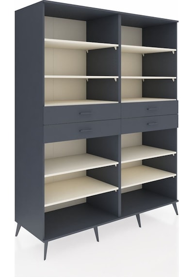 Kronos Gardrop 10 Raflı 4 Çekmeceli 176x59x221 Antrasit-aytaşı/antrasit Aytaşı/antrasit