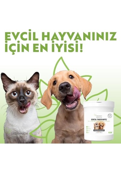 Bitkisel İçerikli Kedi Köpek Diş Mendili 50 Adet Tartar, Ağız Kokusu Giderici Diş Beyazlatıcı Parmak Mend