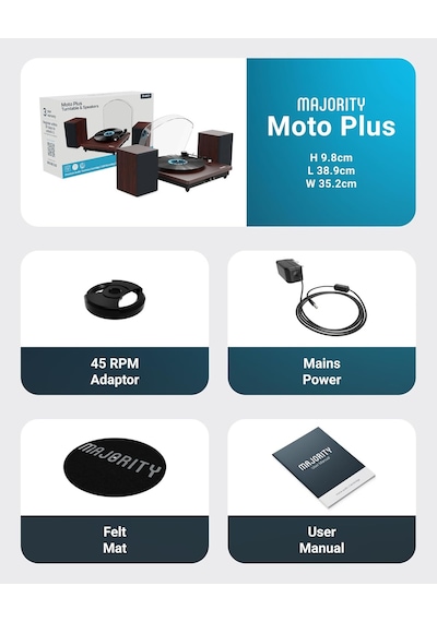 Moto Plus Harici Stereo Hoparlörlü Pikap/plakçalar Standart