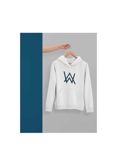 Magors Stıl-x Alan Walker Baskılı, Pamuklu, Beyaz Renk, Oversıze, Unısex Sweatshırt Beyaz
