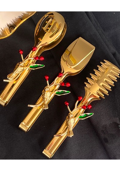 Gold Kuşlu 3 Lü Maşa Servis Seti