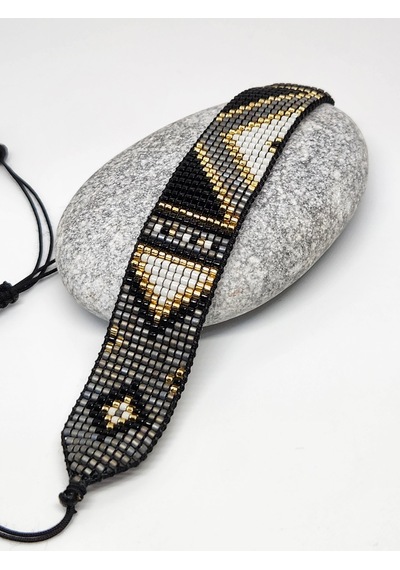 Harmel Jewelry Miyuki Gri Siyah Gold Dokuma Bileklik Çok Renkli
