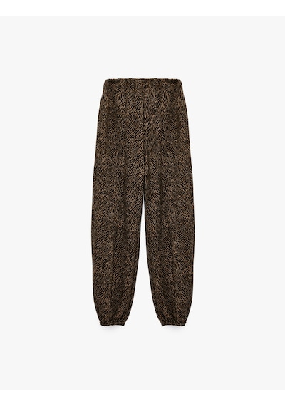 Koton Lastikli Paça Cepli Desenli Jogger Pantolon Siyah Desenli 7wak40021uk Bdl