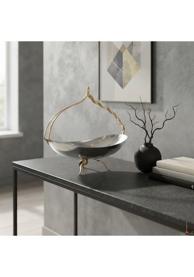 Sedefli Paslanmaz Gondol Sunum 30x18x30 Cm Gümüş - altın
