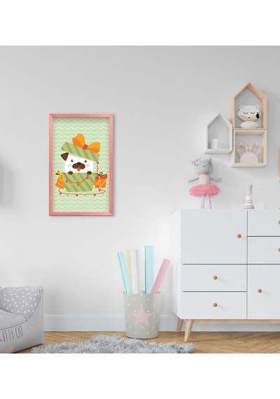 Bk Home Tatlı Köpek Tasarımlı Dekoratif Pembe Ahşap Çerçeveli Çoc (495493916)