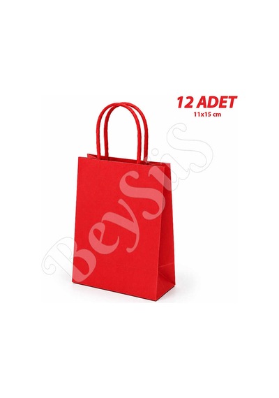 11x15 Cm Hediyelik Kağıt Çanta Kırmızı 12 Adet Tüm Yaşlar