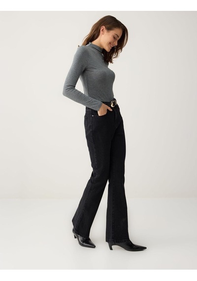 Jimmy Key Koyu Antrasit Bol Paça Yüksek Bel Uzun Denim Pantolon 6sw185663979