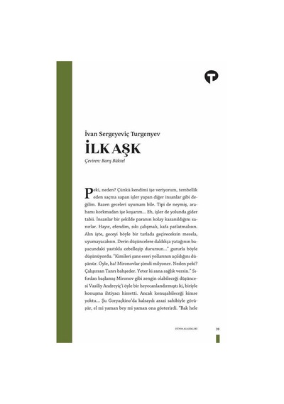 İlk Aşk / Ivan Sergeyeviç Turgenyev