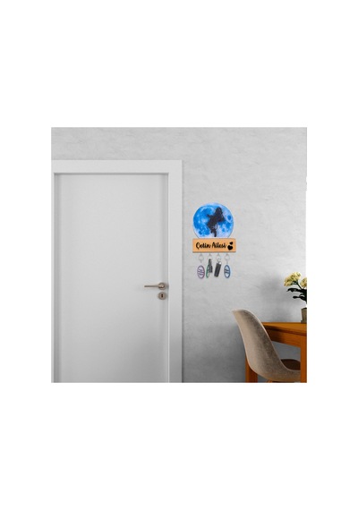Led Işıklı Pleksi Dolunay Kişiselleştirilebilir Dekoratif Biblo Space Astronot Anahtar Askılığı Mavi - 737200937 Mavi