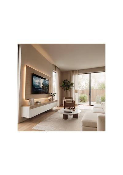 Purelıne Ledli Duvar Tv Ünitesi 140 Cm Meşe Beyaz Beyaz-meşe 140 Cm